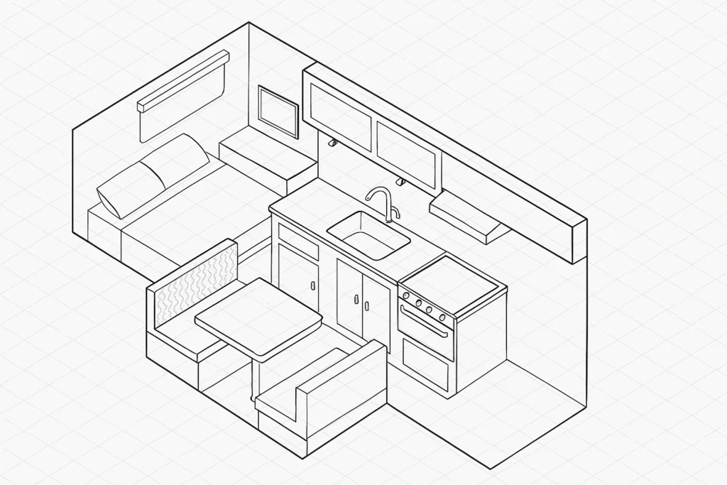 How I Built My Ultimate Four-Season DIY Truck Camper: Lightweight, Comfortable, and Built for Real Adventure 4 Truck camper interior layout sketch