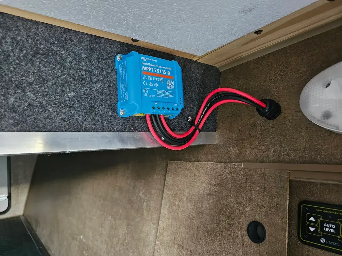 Truck Camper Solar Panels & Lithium Sizing Guide — How Big a System Do You Actually Need? 5 MPPT solar charge controller mounted inside a camper
